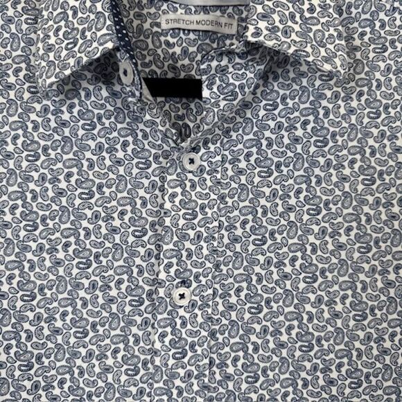 Nick Graham Everywhere Men's Button Shirt Contrast Navy Flip Cuff Stretch Medium - Picture 2 of 11